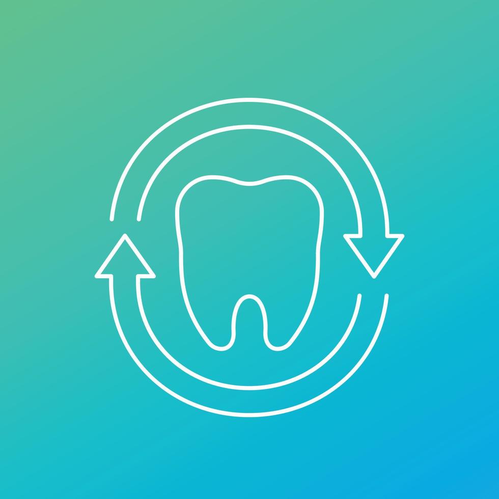 tooth icon with arrows, linear art vector