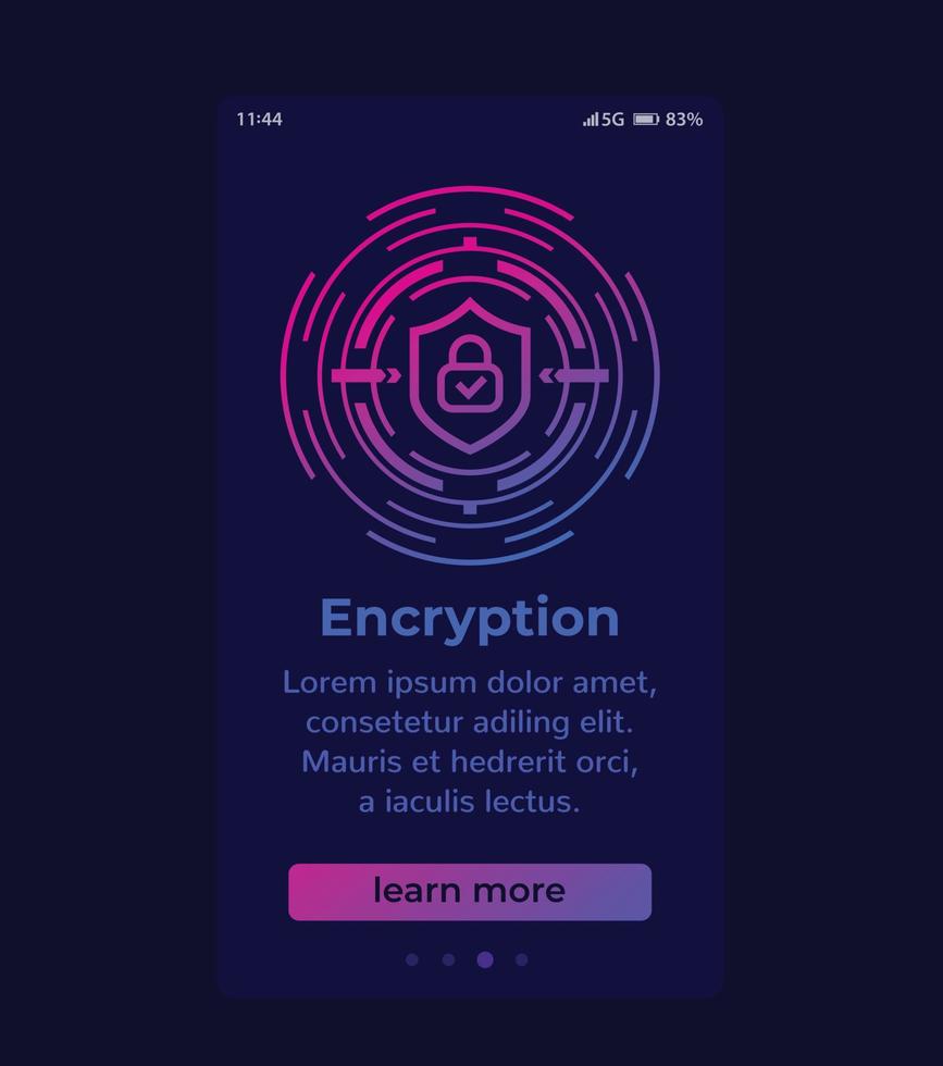 Encryption mobile banner design, vector