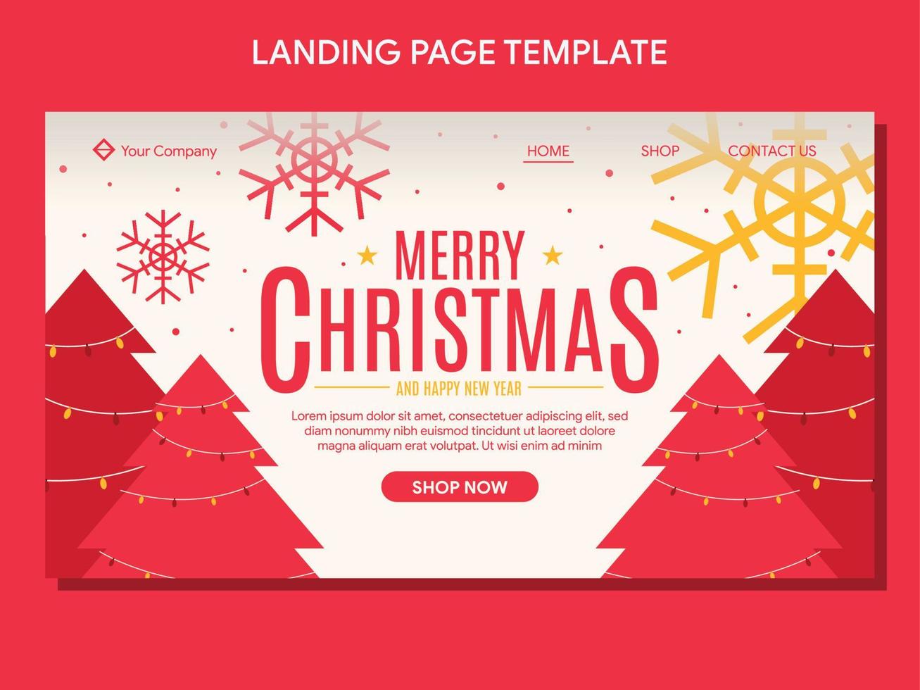 flat christmas landing page banner template vector
