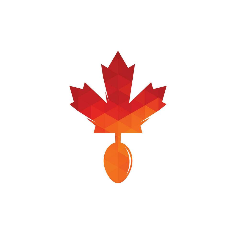 diseño de concepto de logotipo de comida canadiense. concepto de logotipo de restaurante de comida canadiense. icono de hoja y tenedor de arce vector