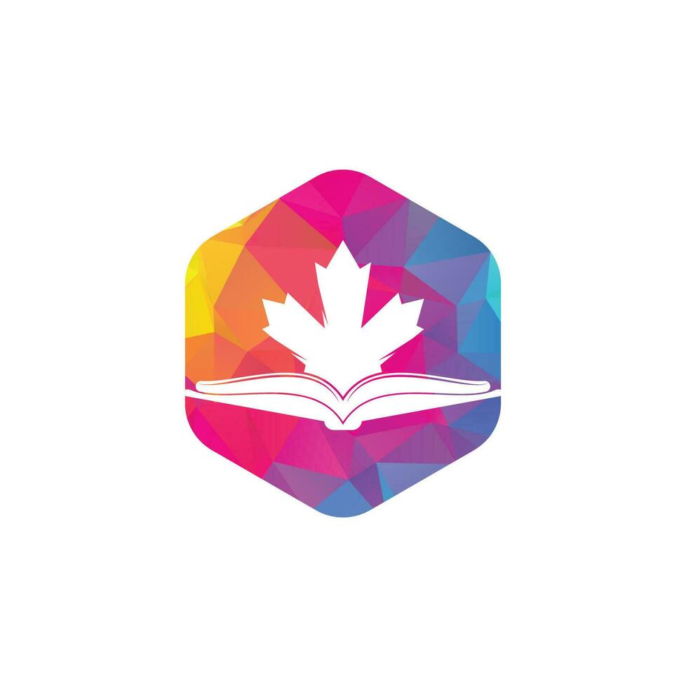 logotipo de educación canadiense. Estudia el diseño del logo de Canadá. diseño de logotipo de libro .maple libro vector