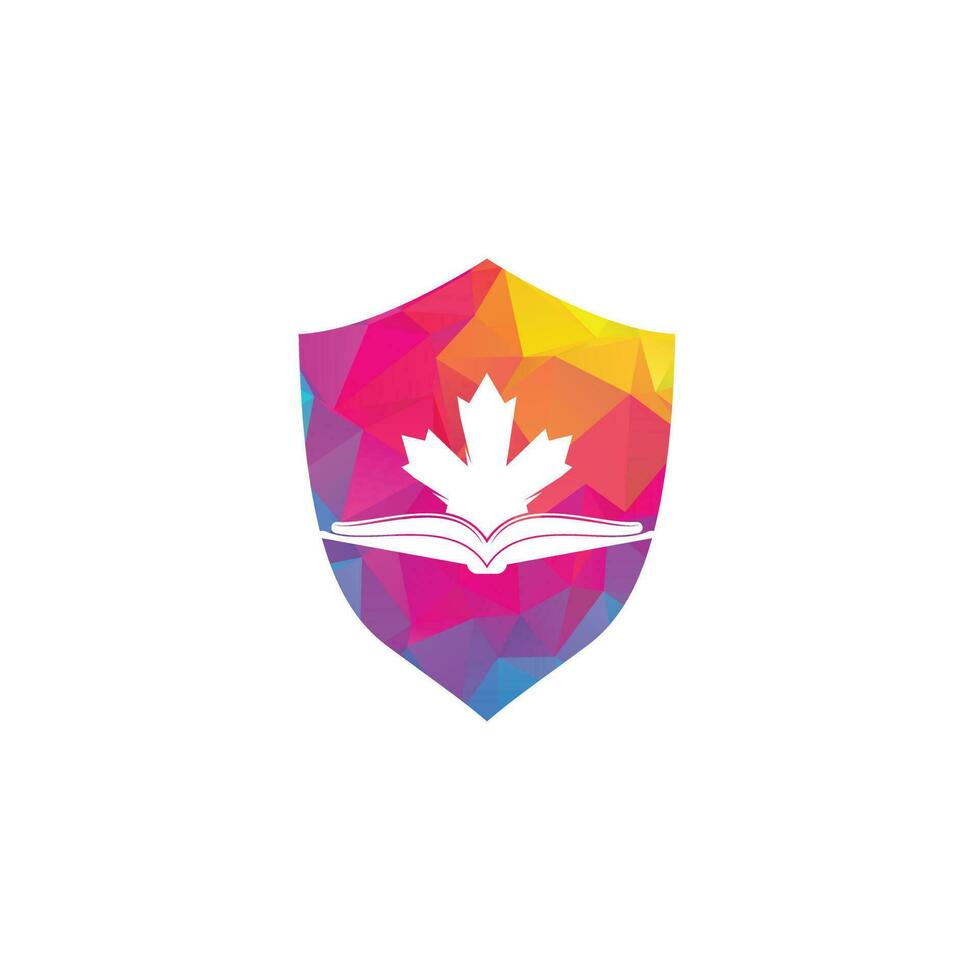 logotipo de educación canadiense. Estudia el diseño del logo de Canadá. diseño de logotipo de libro .maple libro vector