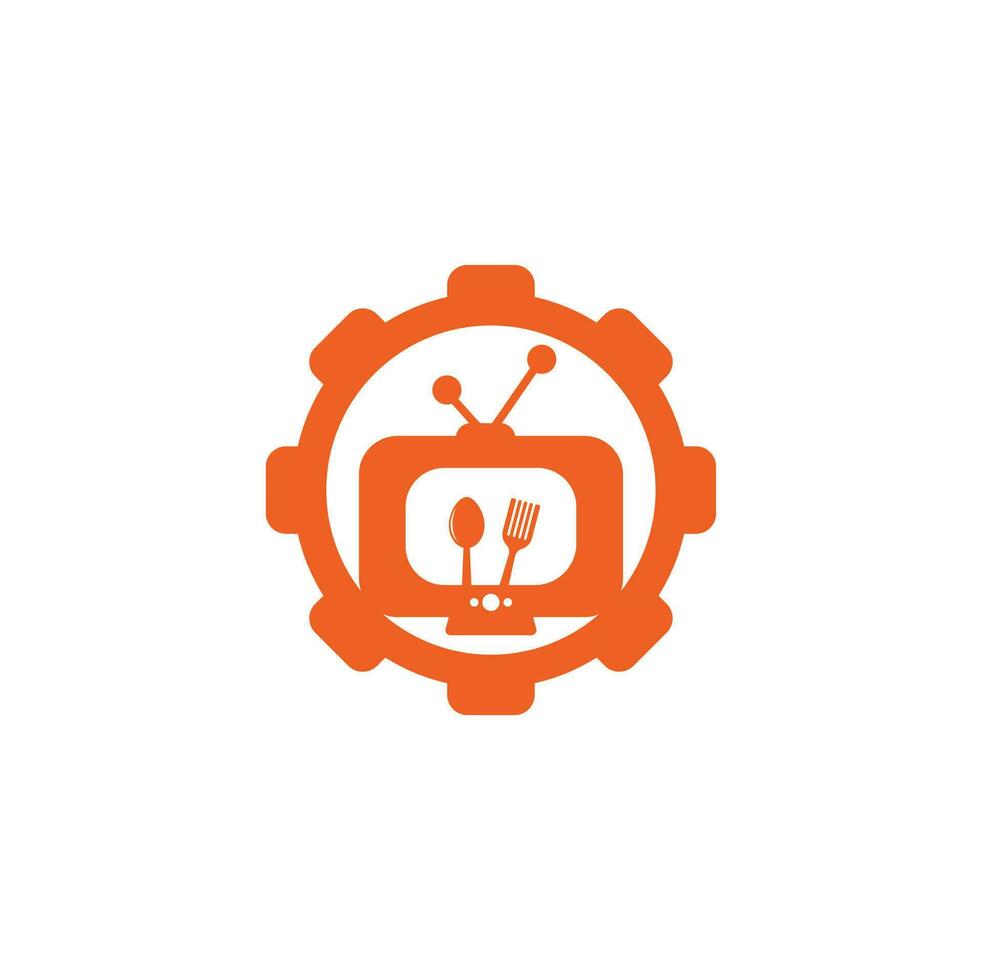 Food Channel gear shape Logo Template Design Vector. Cook Channel TV Logo Design Template Inspiration vector