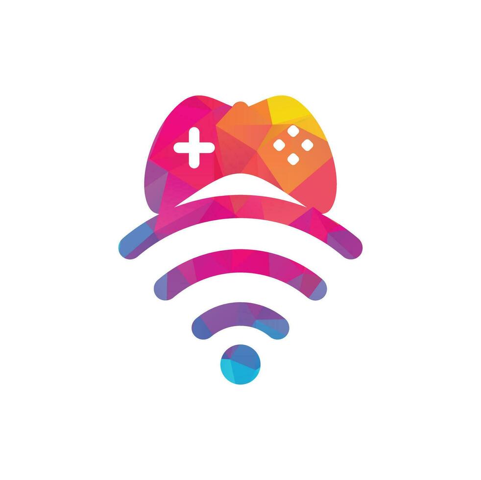 vector de plantilla de diseño de logotipo wifi de juego. combinación de joystick y logo wifi. gamepad y símbolo o icono de señal