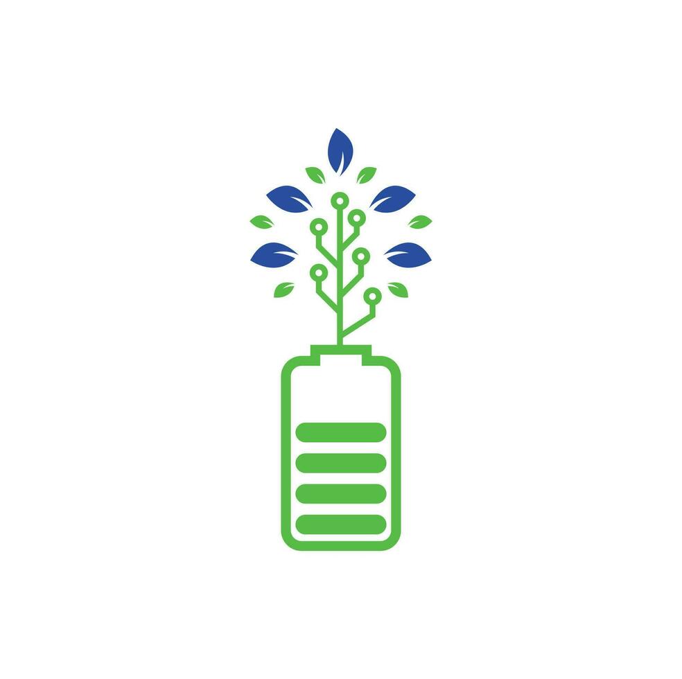 Battery leaves vector logo design. Battery and leaf icon natural energy symbol design element logo template