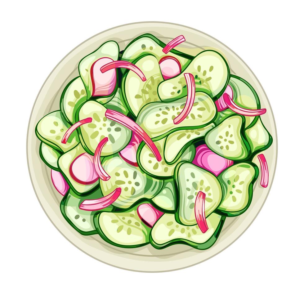 Cucumber salad with sweet onions and spices vector