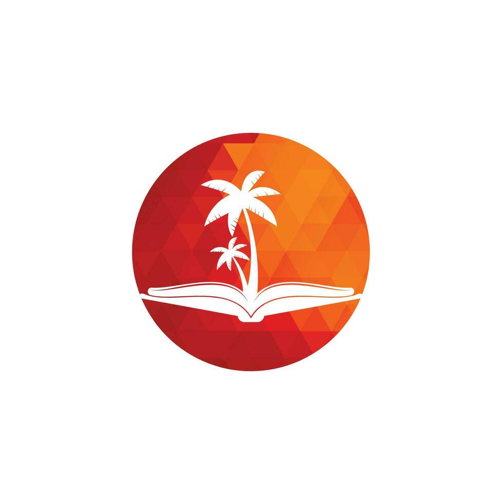 Book and palm tree logo design template. Book with palm tree logo design symbol vector template.