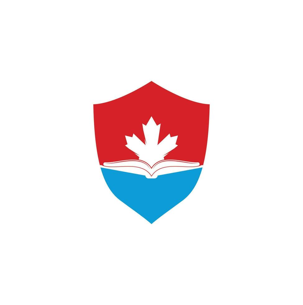 logotipo de educación canadiense. Estudia el diseño del logo de Canadá. diseño de logotipo de libro .maple libro vector