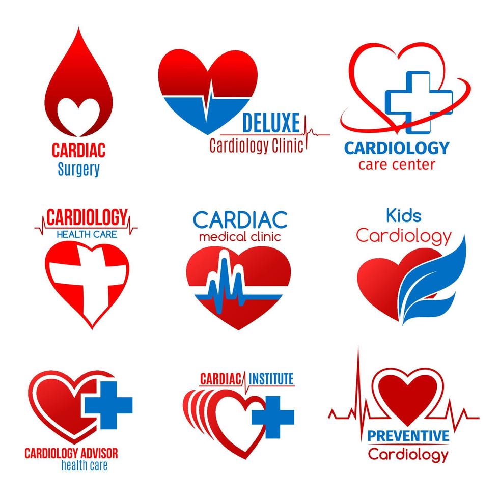 Cardiology medicine and cardiac surgery symbol vector