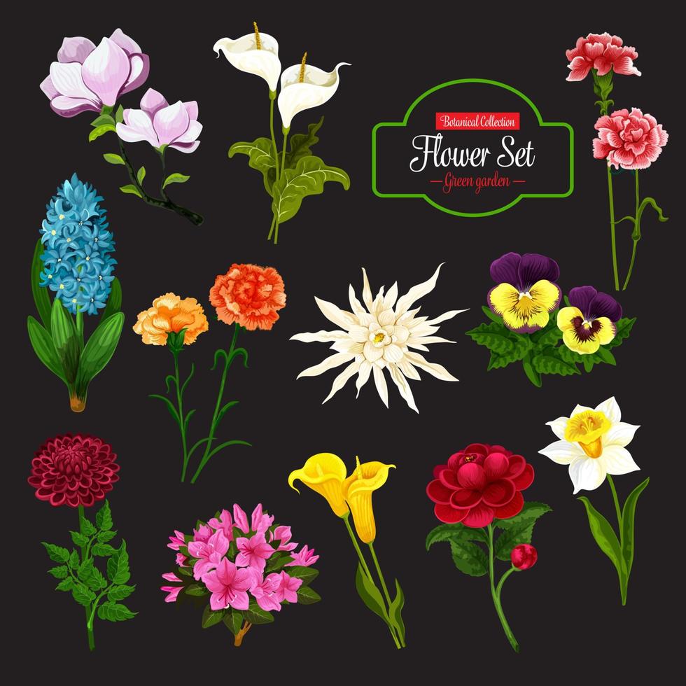 Flower icon with bunch of spring flowering plant vector