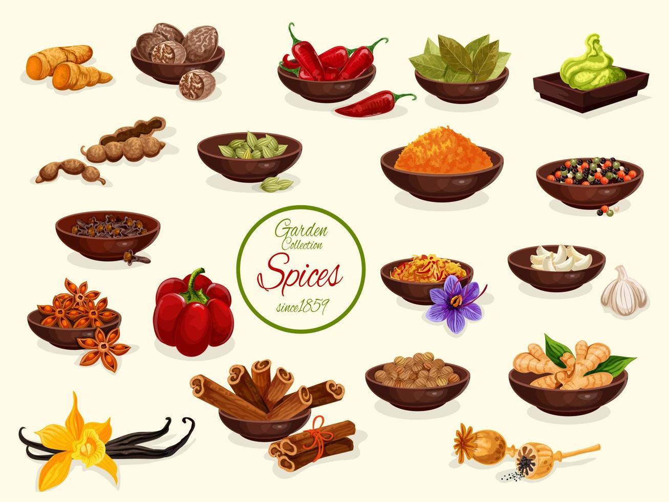 Spice, condiment and food seasoning poster vector