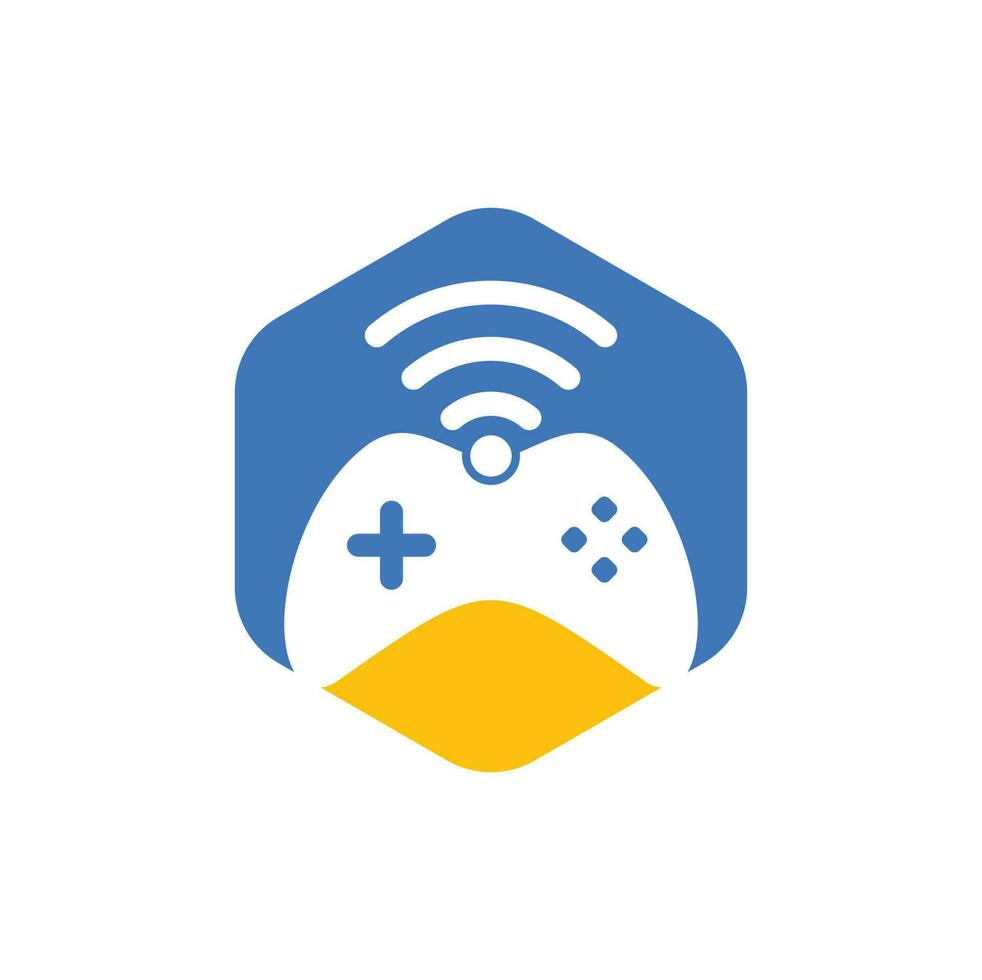 Game wifi logo design template vector. joystick and wifi logo combination. Gamepad and signal symbol or icon vector