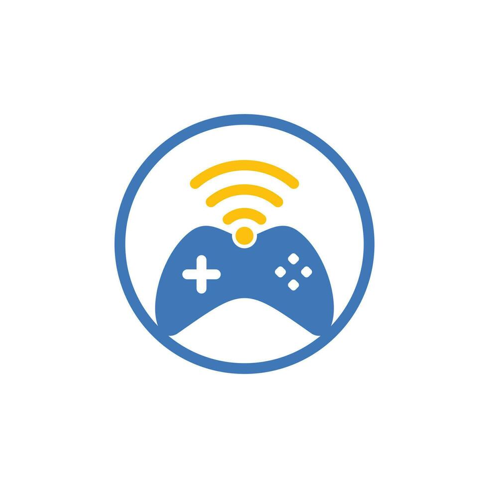Game wifi logo design template vector. joystick and wifi logo combination. Gamepad and signal symbol or icon vector