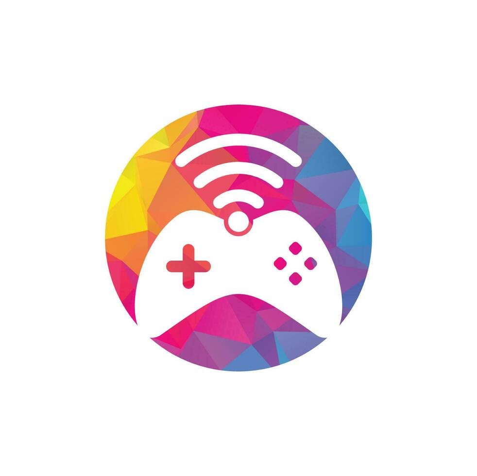 vector de plantilla de diseño de logotipo wifi de juego. combinación de joystick y logo wifi. gamepad y símbolo o icono de señal