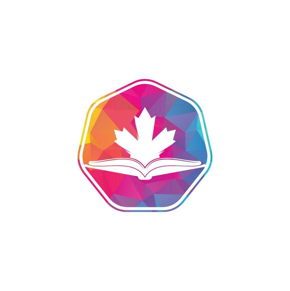 logotipo de educación canadiense. Estudia el diseño del logo de Canadá. diseño de logotipo de libro .maple libro vector