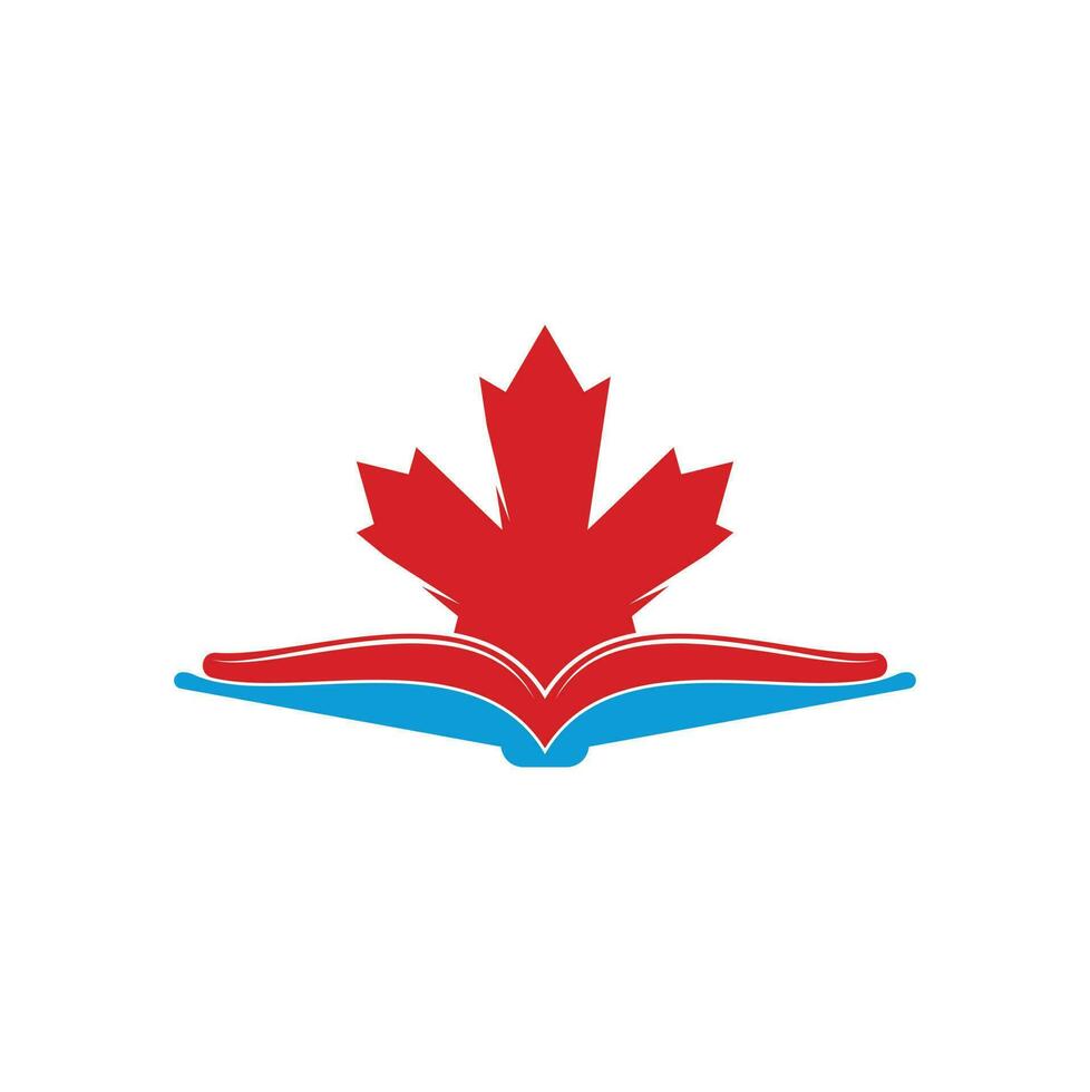 logotipo de educación canadiense. Estudia el diseño del logo de Canadá. diseño de logotipo de libro .maple libro vector