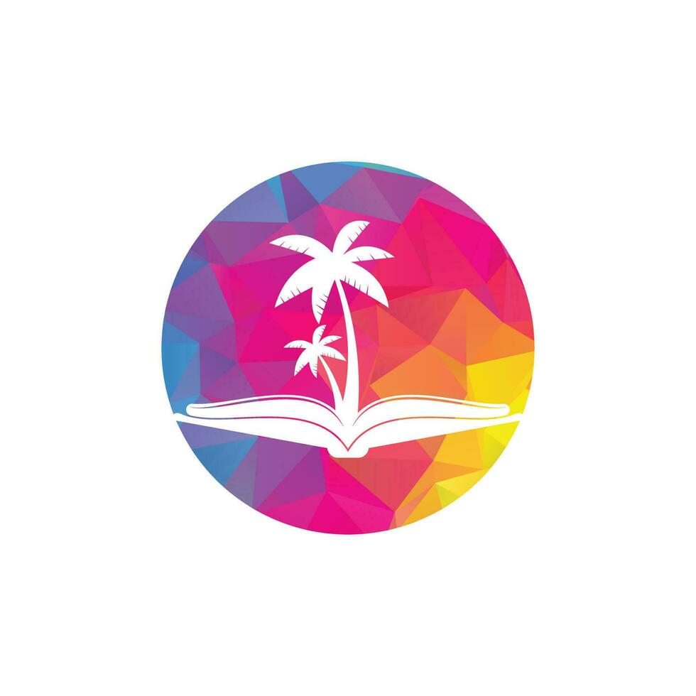 Book and palm tree logo design template. Book with palm tree logo design symbol vector template.