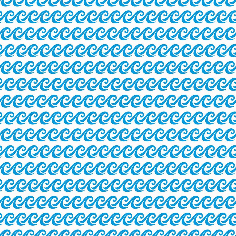 Sea and ocean curly blue waves seamless pattern vector