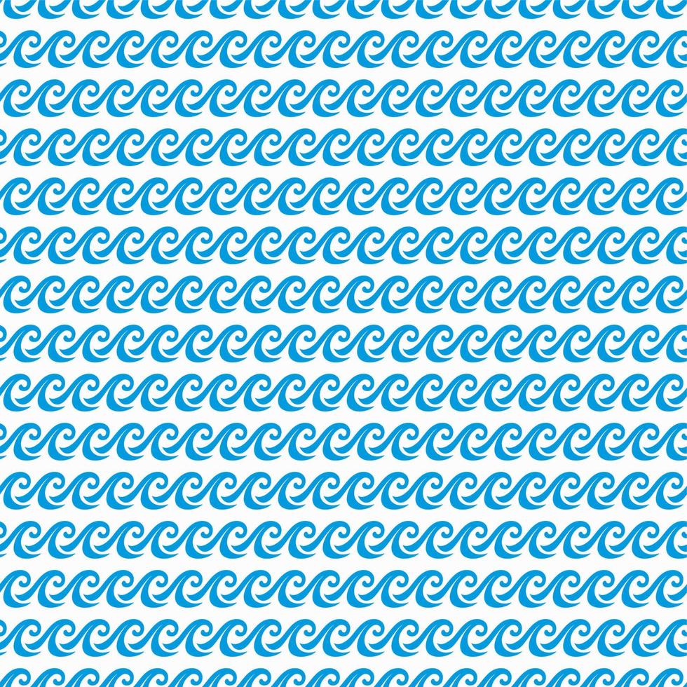 Sea and ocean curly blue waves seamless pattern vector