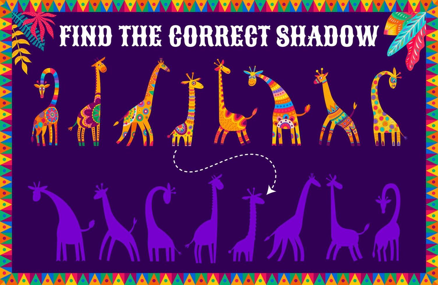 Find the correct shadow of african giraffes vector