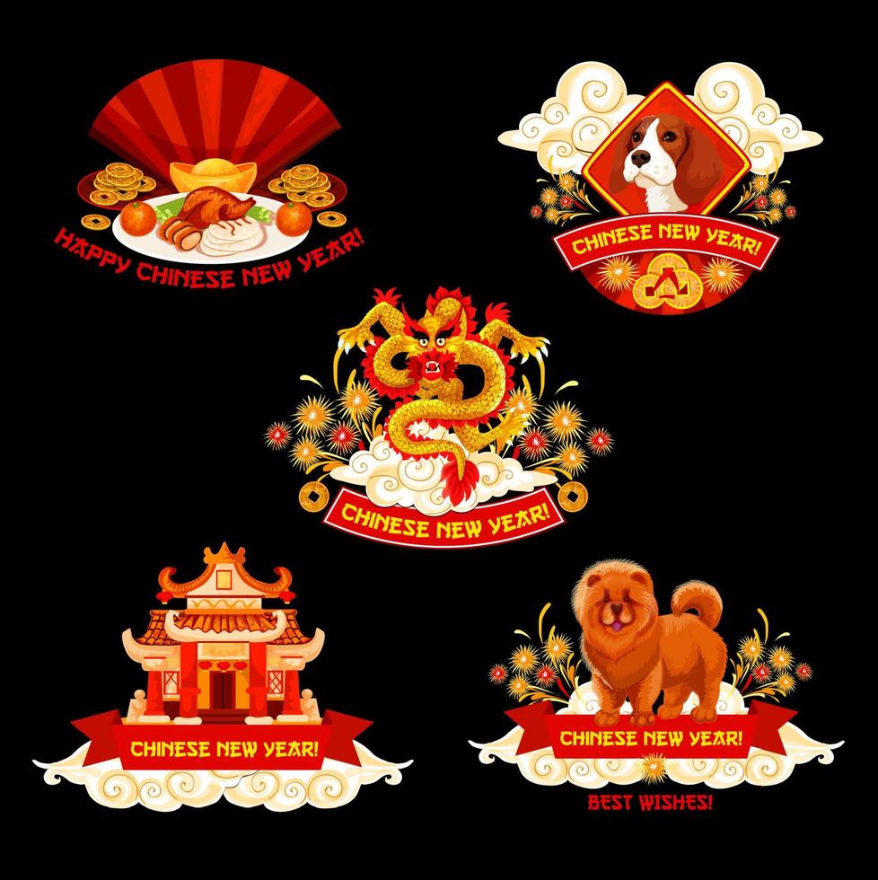 etiqueta de año nuevo chino para el diseño del festival de primavera vector