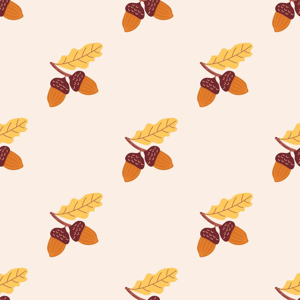 Seamless Pattern with Acorns. The Thanksgiving Day collection. Flat vector illustration