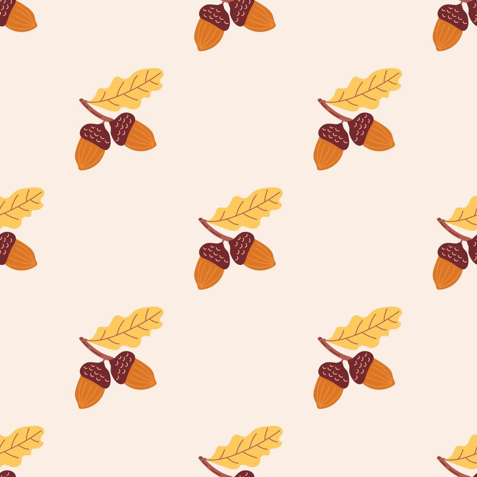 Seamless Pattern with Acorns. The Thanksgiving Day collection. Flat vector illustration