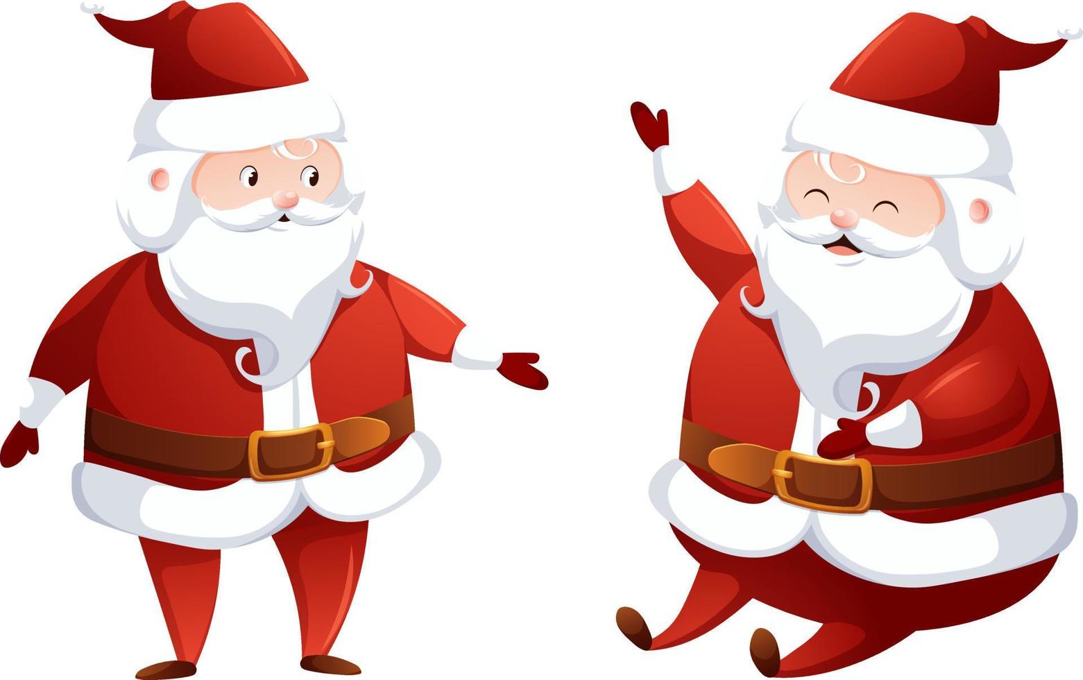 Set of cartoon Santa Claus on white background vector