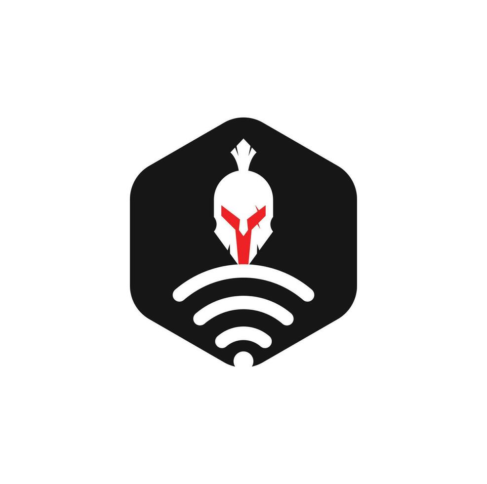 Spartan and wifi logo combination. Helmet and signal symbol or icon. vector