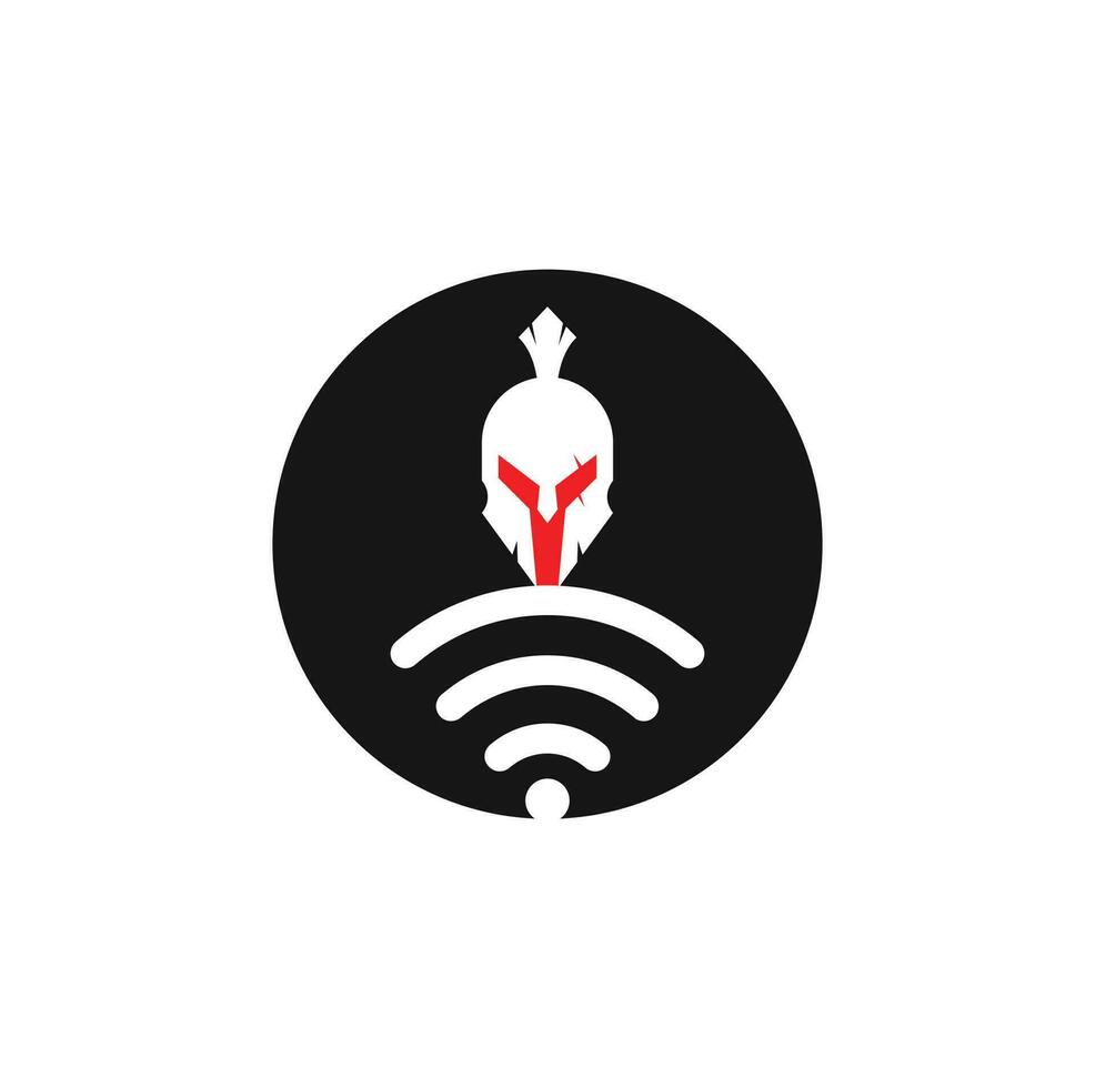 Spartan and wifi logo combination. Helmet and signal symbol or icon. vector