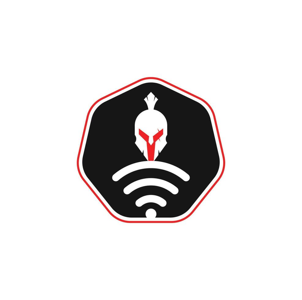 Spartan and wifi logo combination. Helmet and signal symbol or icon. vector