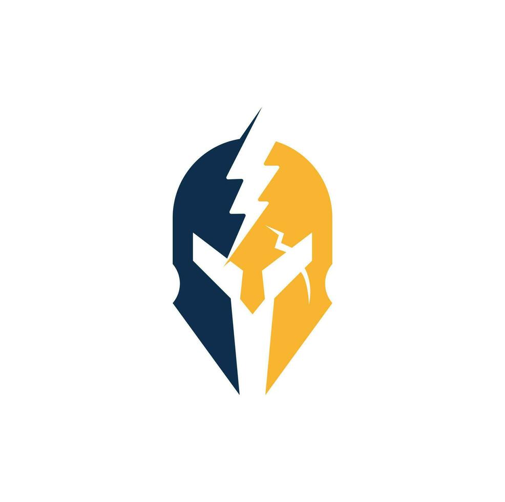 Spartan thunder logo design vector. Energy Vector Logo with spartan symbol vector design