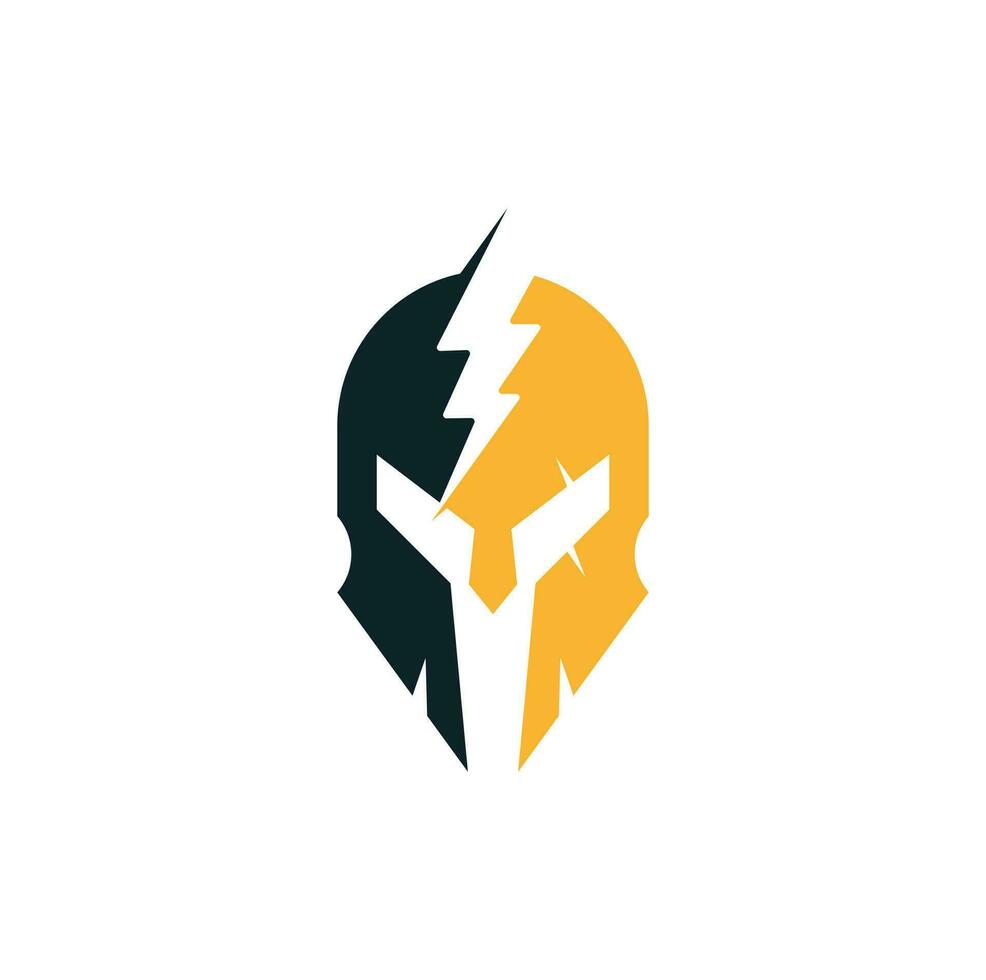 Spartan thunder logo design vector. Energy Vector Logo with spartan symbol vector design