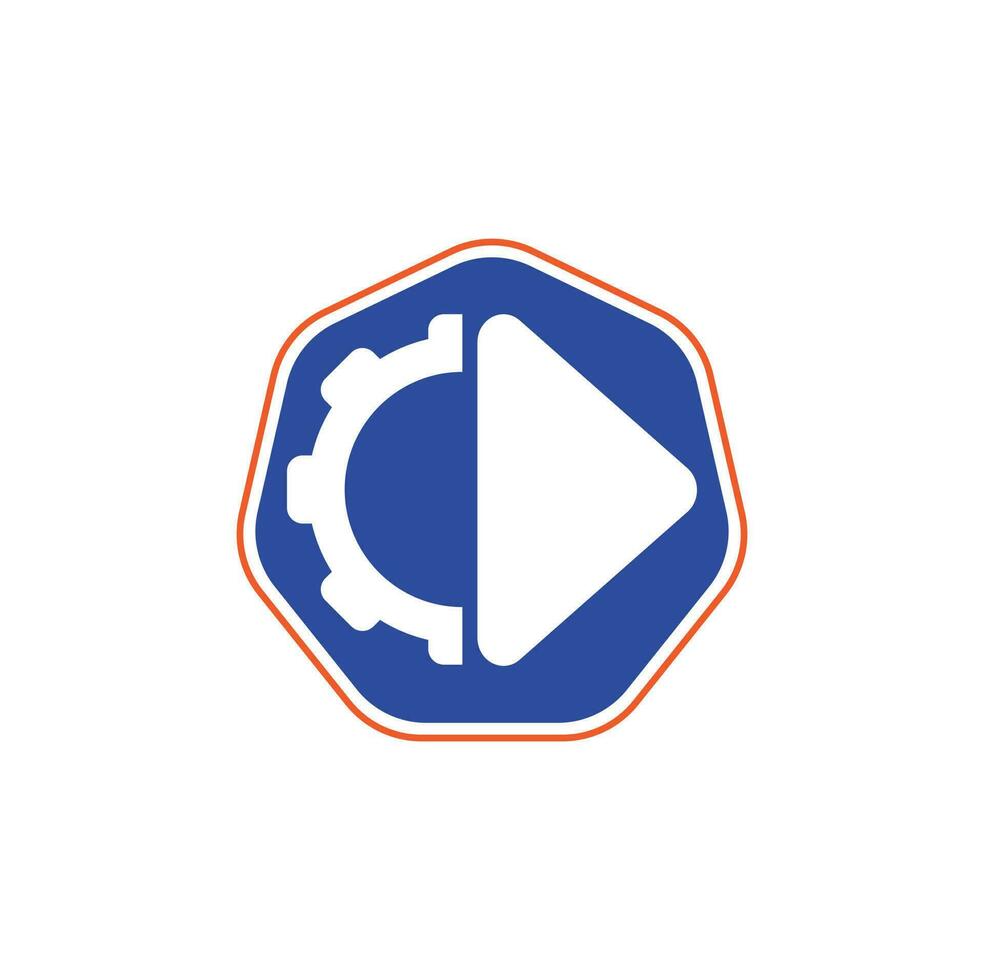 logotipo de los medios de comunicación. icono de tecnología de medios de engranaje vectorial abstracto. vector