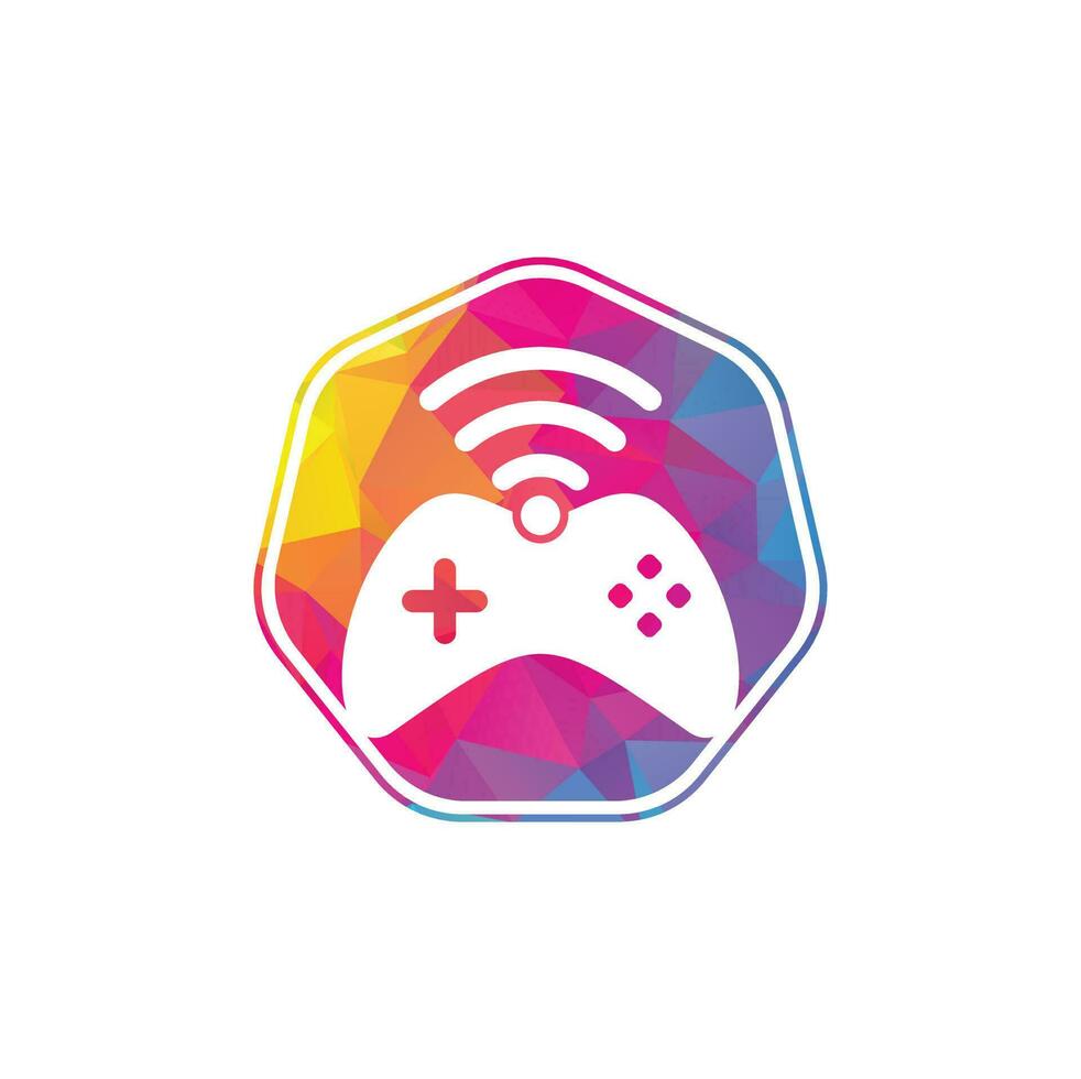 vector de plantilla de diseño de logotipo wifi de juego. combinación de joystick y logo wifi. gamepad y símbolo o icono de señal