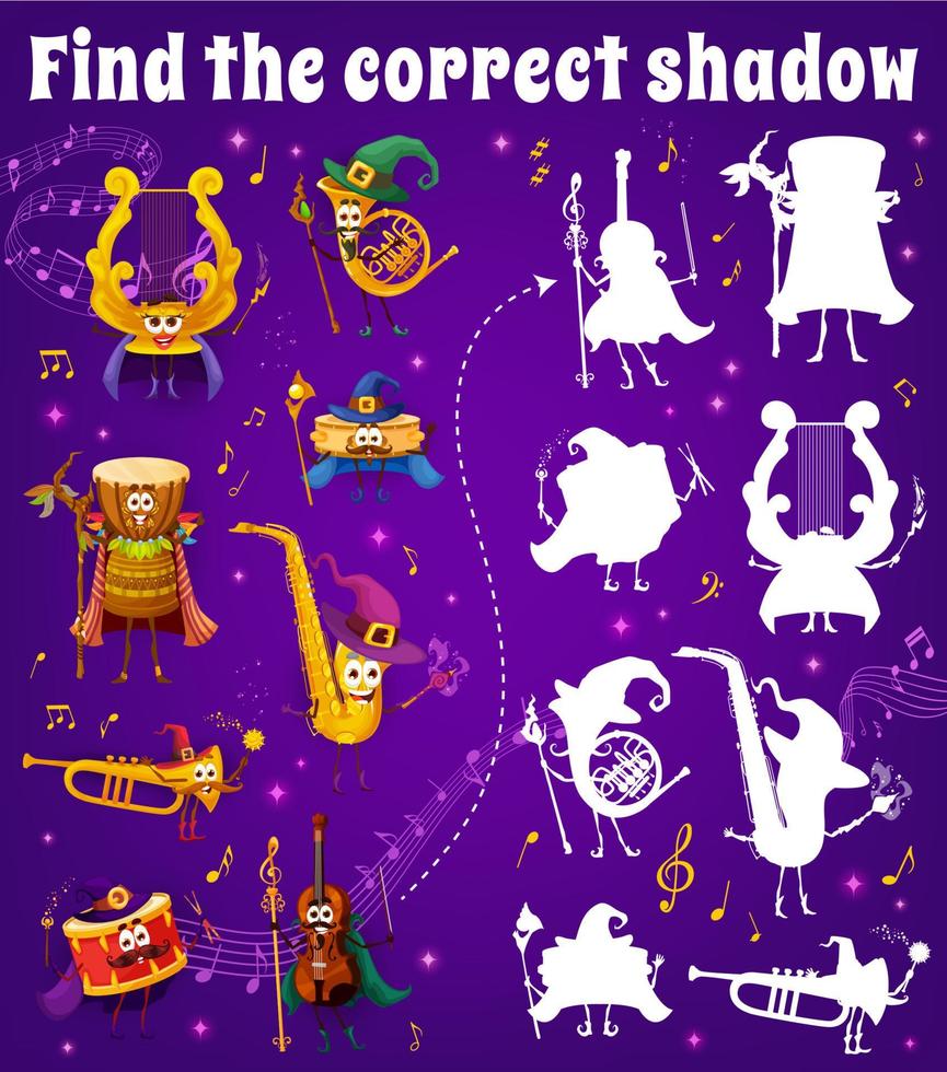 Find correct shadow game with musical instruments 13411513 Vector Art ...
