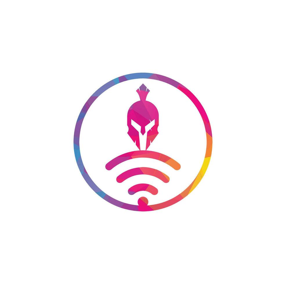 Spartan and wifi logo combination. Helmet and signal symbol or icon. vector