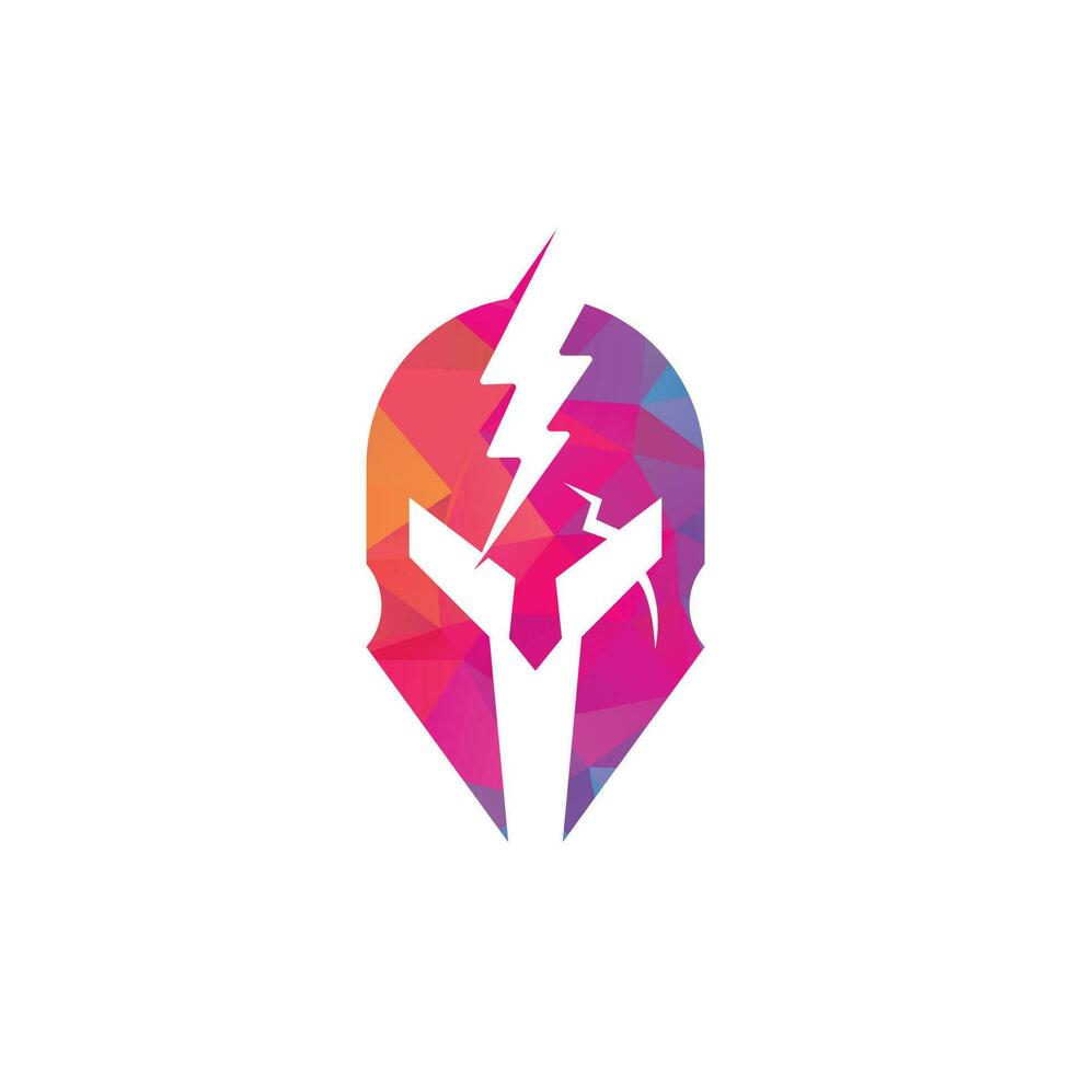 Spartan thunder logo design vector. Energy Vector Logo with spartan symbol vector design