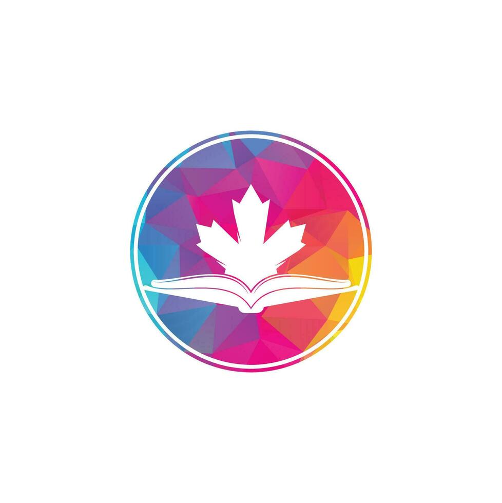 logotipo de educación canadiense. Estudia el diseño del logo de Canadá. diseño de logotipo de libro .maple libro vector