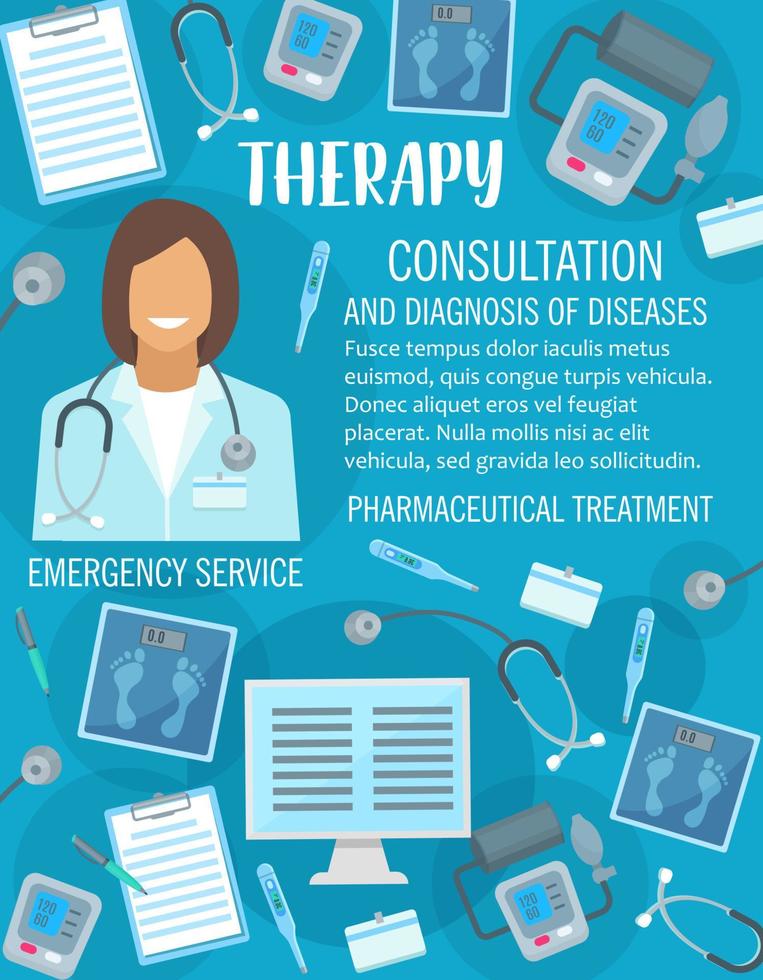 Vector medical clinic or therapy medicine poster