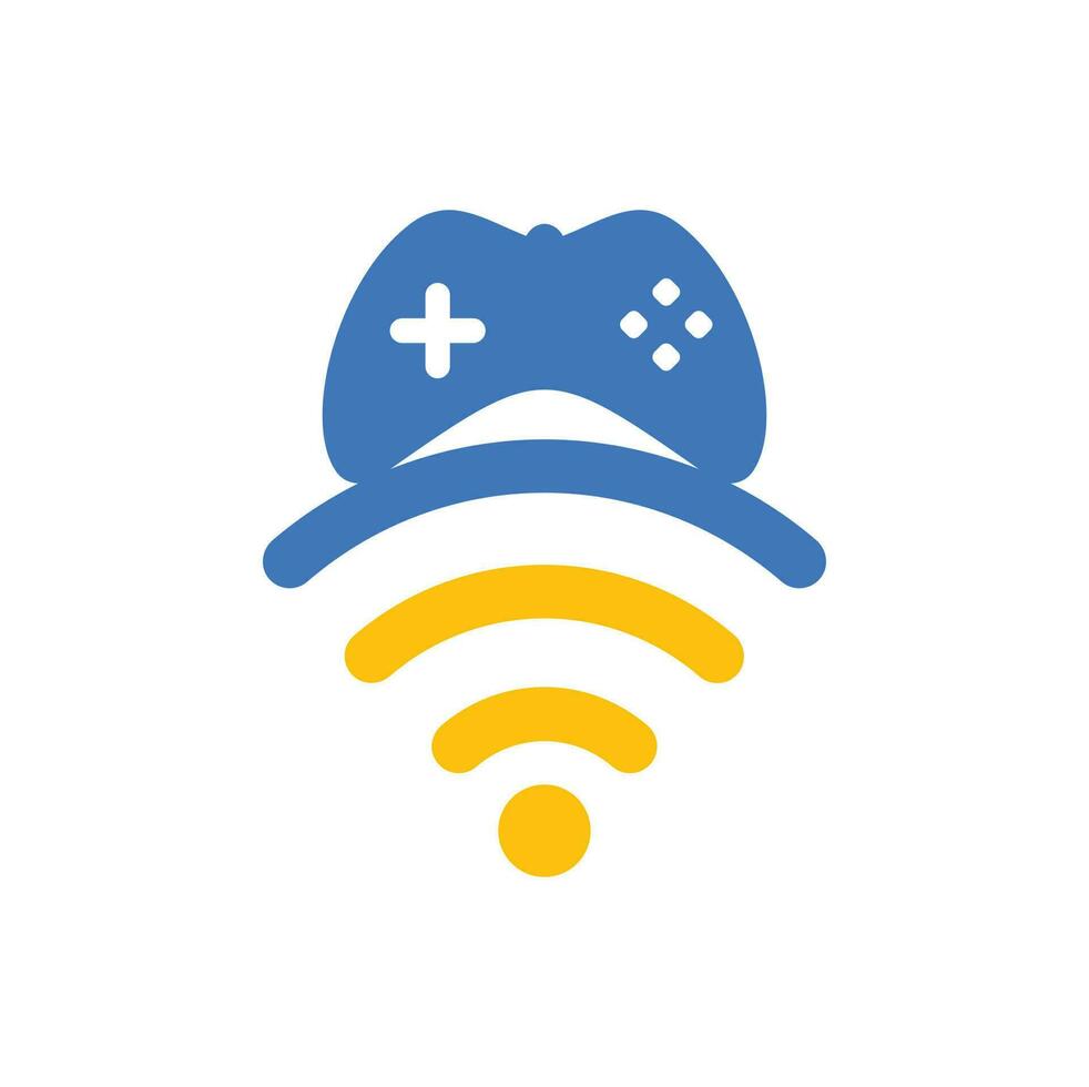 vector de plantilla de diseño de logotipo wifi de juego. combinación de joystick y logo wifi. gamepad y símbolo o icono de señal