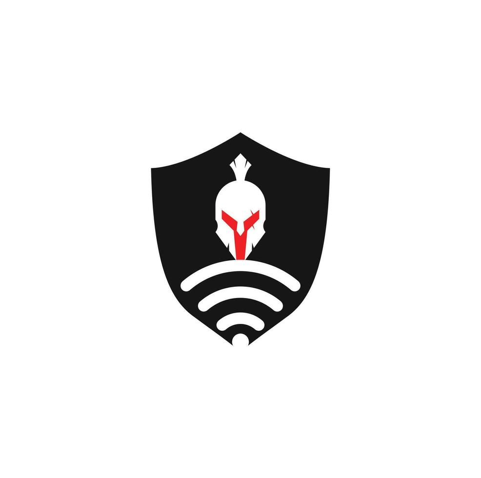 Spartan and wifi logo combination. Helmet and signal symbol or icon. vector