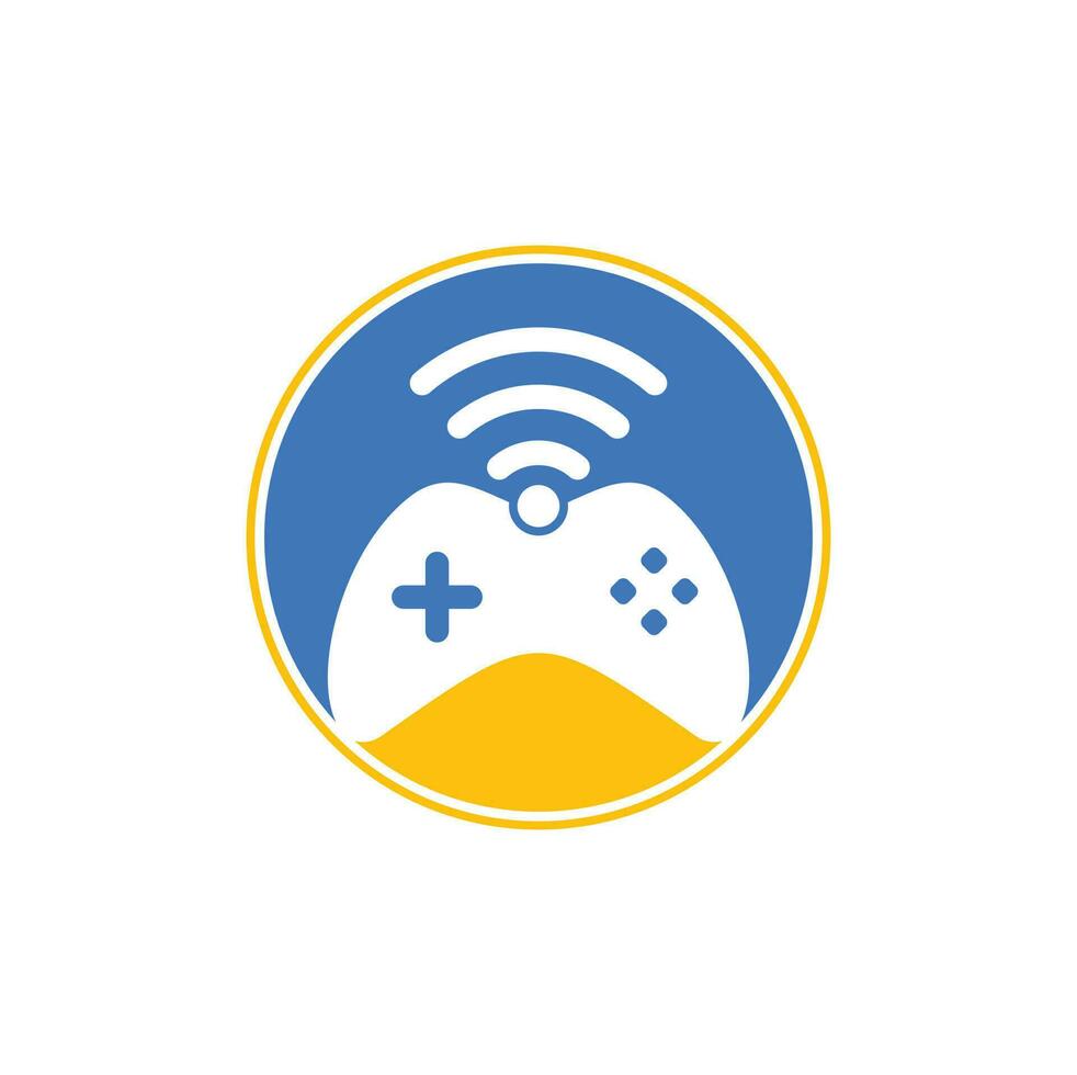 Game wifi logo design template vector. joystick and wifi logo combination. Gamepad and signal symbol or icon vector