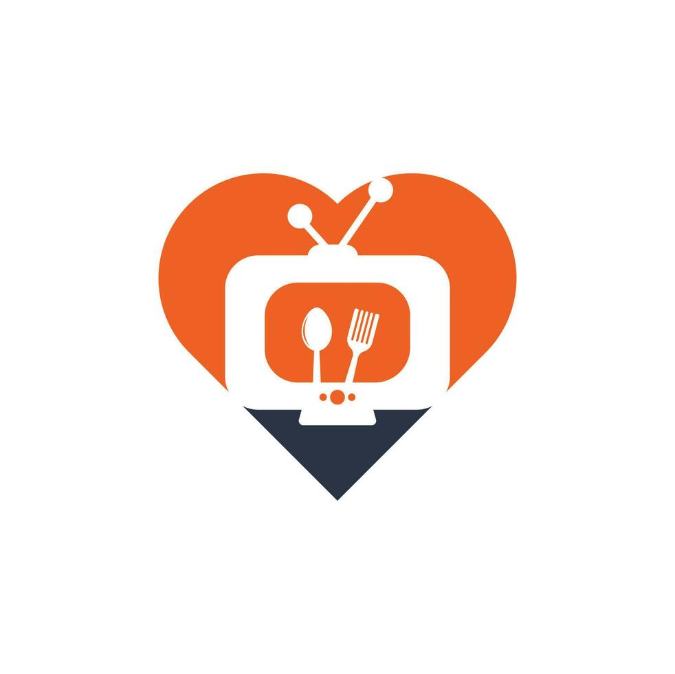 vector de diseño de plantilla de logotipo de forma de corazón de canal de alimentos. Inspiración en la plantilla de diseño del logotipo de Cook Channel TV