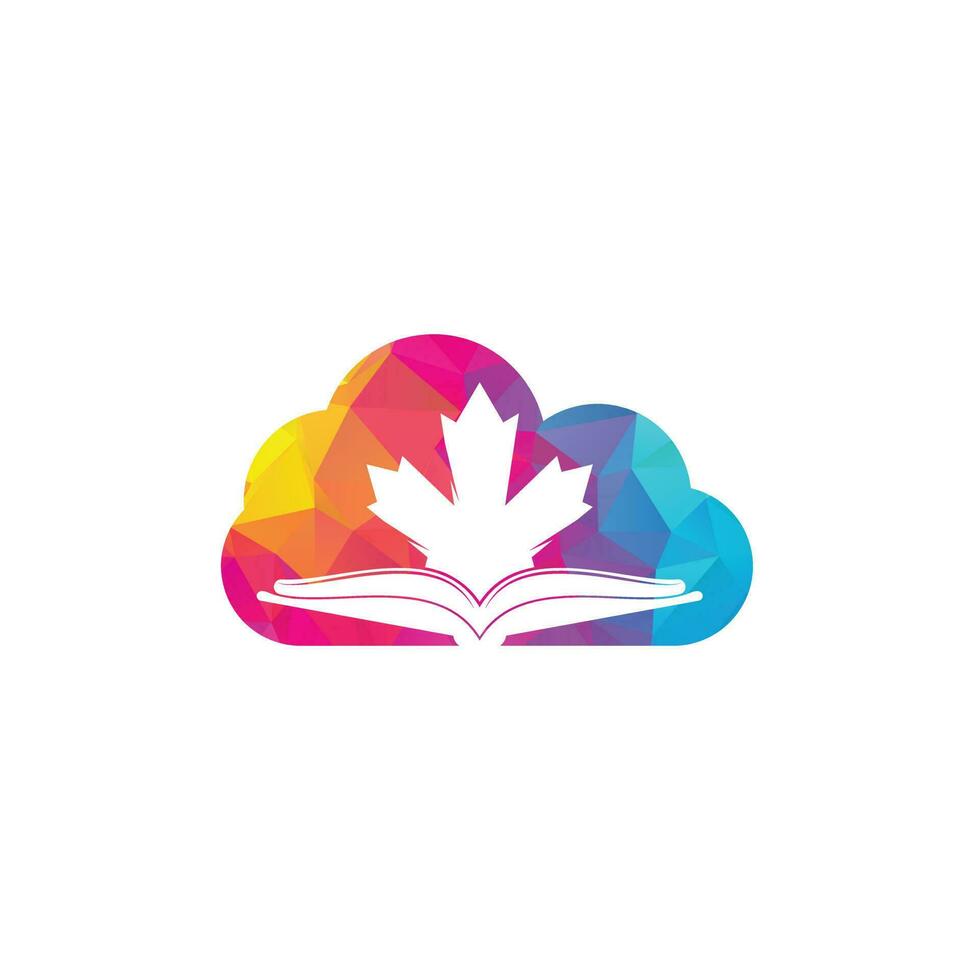 diseño de logotipo de concepto de forma de nube de educación canadiense. Estudia el diseño del logo de Canadá. diseño del logotipo del libro. libro de arce vector