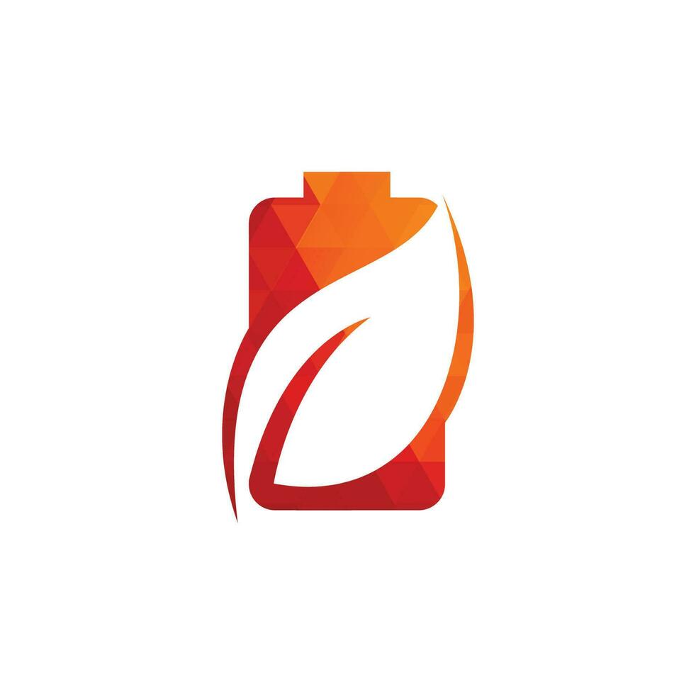 Battery leaves vector logo design. Battery and leaf icon natural energy symbol design element logo template