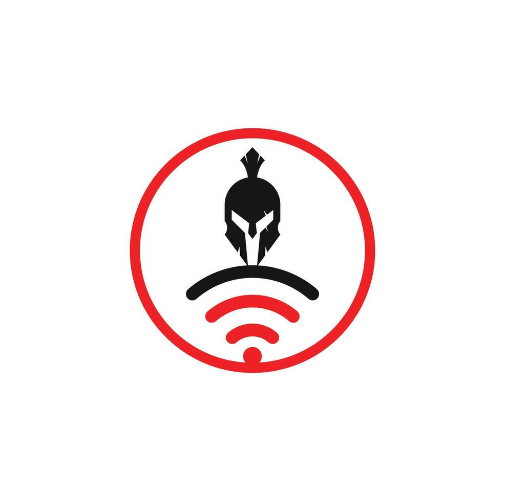 Spartan and wifi logo combination. Helmet and signal symbol or icon. vector
