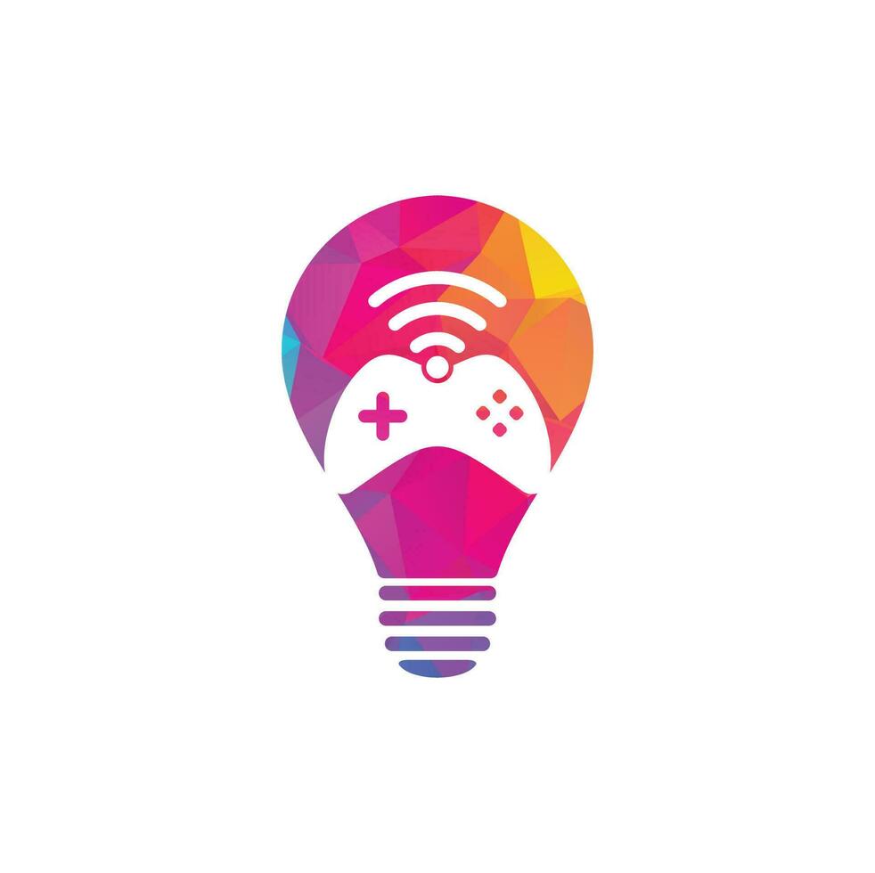 Game wifi bulb shape concept logo design template vector. joystick and wifi logo combination. Gamepad and signal symbol or icon vector