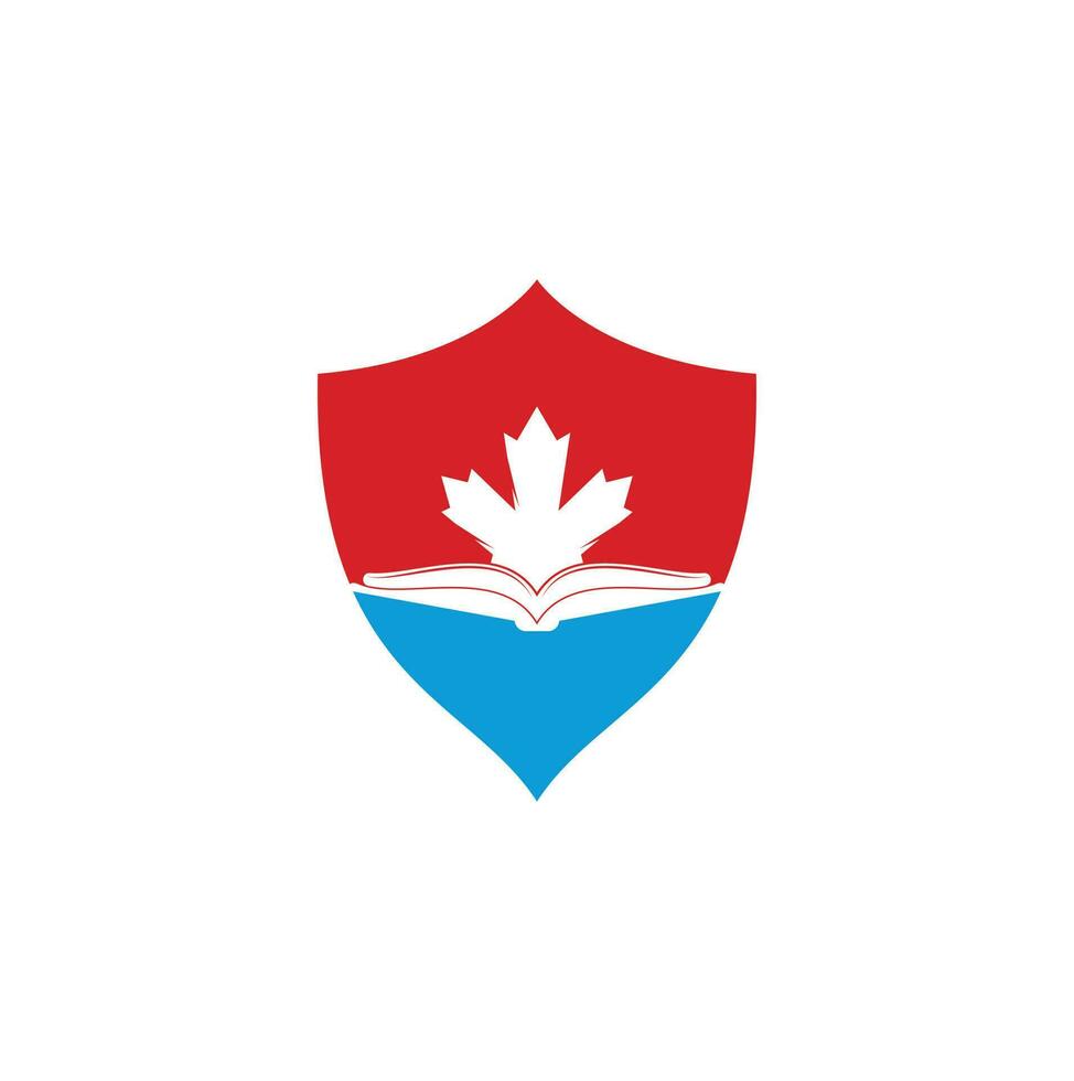 logotipo de educación canadiense. Estudia el diseño del logo de Canadá. diseño de logotipo de libro .maple libro vector