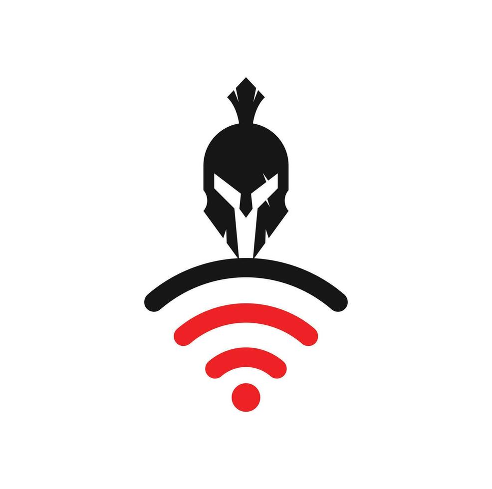 Spartan and wifi logo combination. Helmet and signal symbol or icon. vector